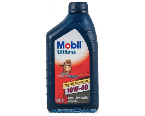 Полусинтетическое моторное масло для бензиновых и дизельных двигателей Mobil Ultra 10W-40 1л.